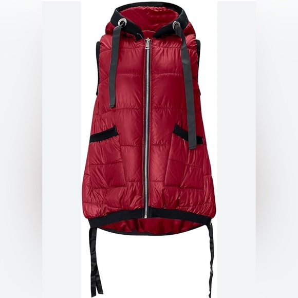 Red Quilted Vest with Black Accents - Picture 2 of 12